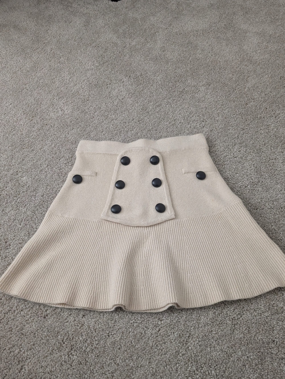 Lucy Paris Kelsey Cream Black Button Pencil Vintage Style Knit Skirt Small
